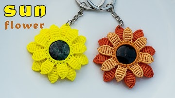 Macrame keychain tutorial - Double layer Sun flower  - Hướng dẫn làm móc khóa hoa hướng dương 2 lớp