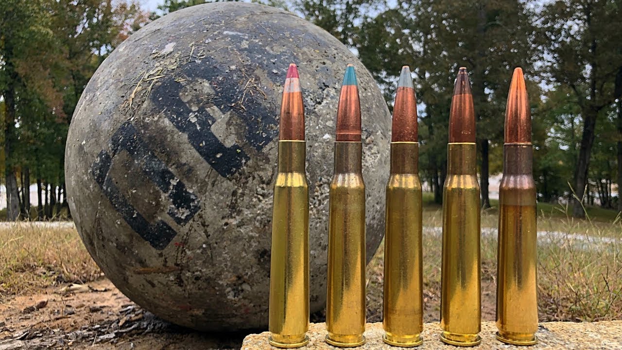 50 BMG vs Atlas Stone (380 lbs!!!) 