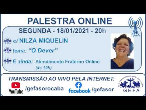 Assista: Palestra online - c/ NILZA MIQUELIN (18/01/2021)
