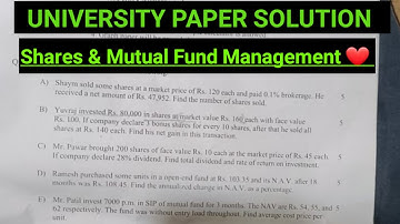 Q1c SIP NAV Shares& Mutual Maths Paper Solution2024 Mumbai University IDOL  fy bcom  maths sem1 NEP