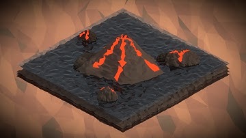 | PigArt | BLENDER Low Poly: Isometric Volcano