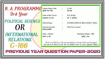 B.A Programme 3rd Year Political science/International Relations Previous Year Question Paper 📜