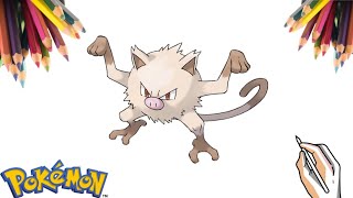 Desenhos de Pokemon Mankey - Como desenhar Pokemon Mankey passo a