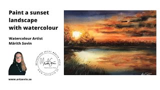 Paint a sunset landscape with watercolour !