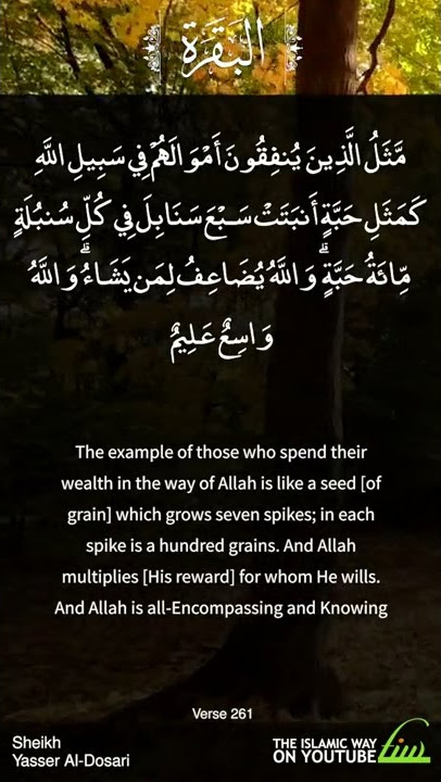 Al-Baqarah - Verse 261 - Quran Recitation for Mobile #shorts #Quran #Islam