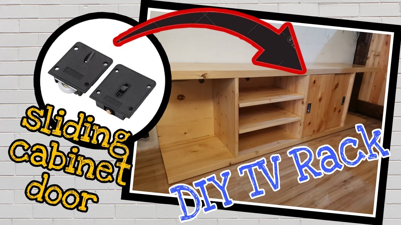 DIY TV Rack with sliding door YouTube