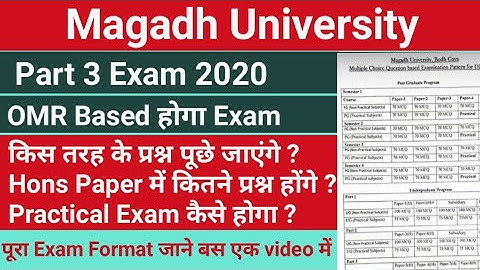 Magadh University Part 3 Exam 2020 परीक्षा पैटर्न देखे ।Magadh University Part 3 Exam 2020||Target