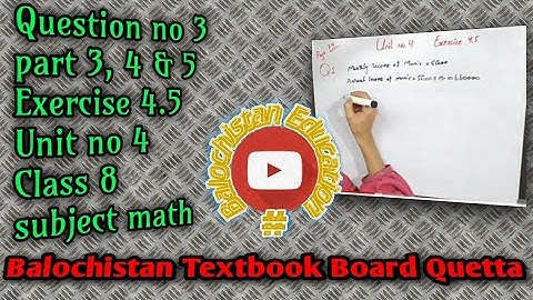 Exercise 4.5 Math class 8 / Q.no.3 part 3, 4, & 5 / unit 4 / Balochistan Board / #Balochistan