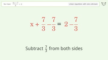 Linear equation with one unknown: Solve (3x+7)/3=2 step-by-step solution