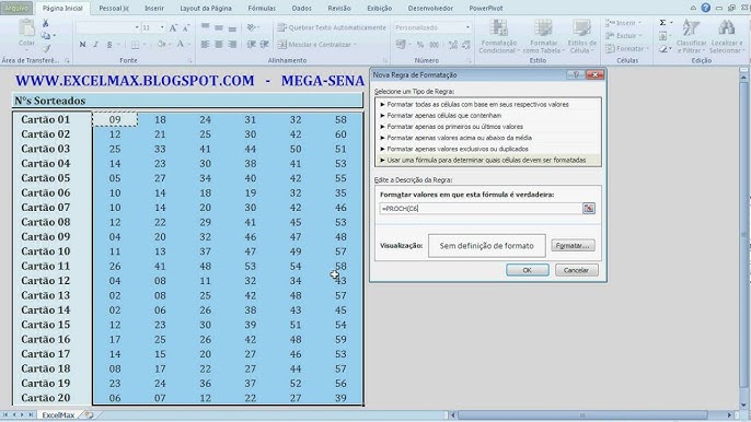 Planilha SORTEIO BOLÃO Números MEGA SENA - Apostas Geradas Automaticamente  