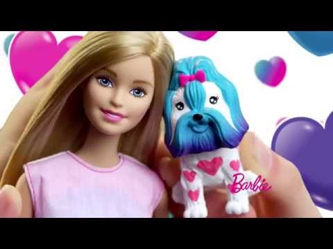 Barbie-ს სათამაშო ნაკრები \"ბარბი და ლეკვი, რომელიც იცვლის ფერს\"