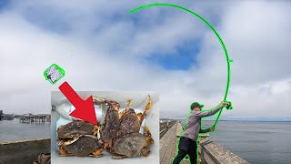 Casting CRAB TRAPS for Dungeness Crabs from a Pier in Westport Washington