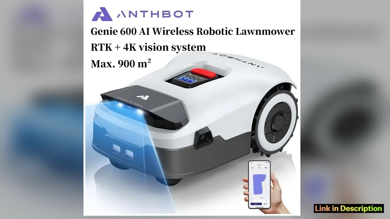 Anthbot Genie600Genie3000 AI Wireless Robotic Lawnmower Max 900 m Full Frequency Band RTK 4 Camera