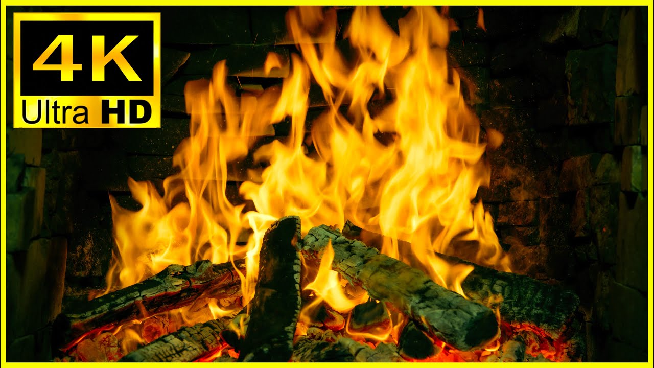 Relaxing Fireplace & Crackling Fire Sounds 10 HOURS 🔥 4K UHD Fireplace ...