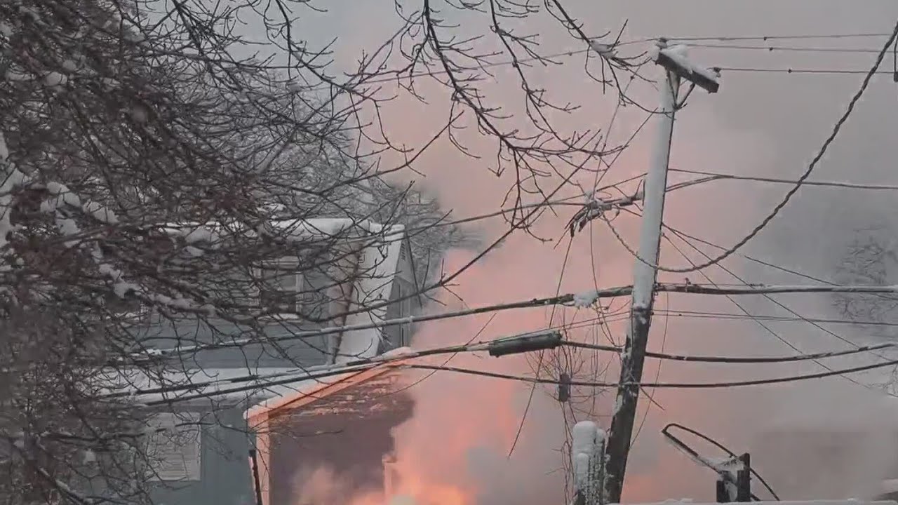 Winter storm causes down power lines, sparks fire in Round Lake. - YouTube