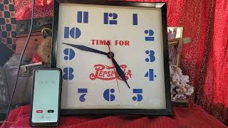 1934 pepsi clock. 1 minute. runs accurately.