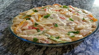 المعكرونة بكريمة الطبخ والدجاج وطعم ولا أطيب Spaghetti with cooking cream and chicken