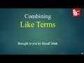 Combining Like Terms Quiz