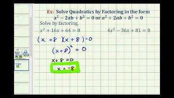 Ex: Factor and Solve a Quadratic Equation - Perfect Square Trinomials