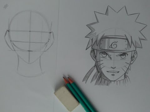 TUTORIAL DE ESBOÇO COMO DESENHAR QUALQUER PERSONAGEM PASSO A PASSO NARUTO UZUMAKI