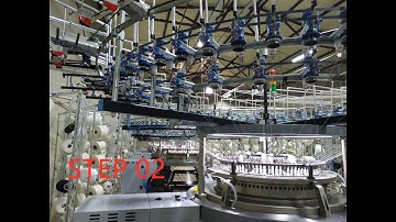 circular knitting machine installation, top yarn feeder ring, creel pipe support ring