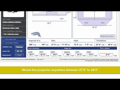 Epson Projector Throw Chart