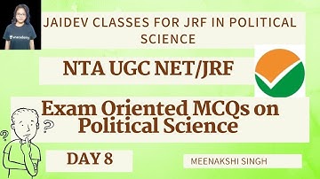 Exam Oriented MCQs on Political Science I NTA UGC NET/JRF 2021 I Meenakshi Singh