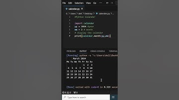 Python Calendar #python #education #coding#shorts#viral