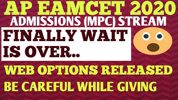 AP EAMCET 2020 ADMISSIONS (MPC) STREAM WEB OPTIONS DATES RELEASED..