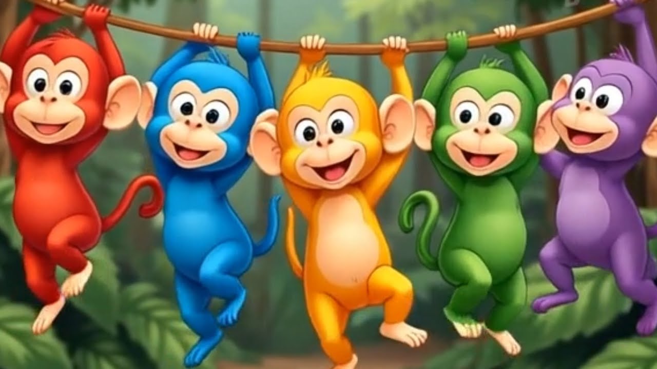 Five Little Monkeys Having Fun Songs || Nursery Rhymes & Kids Songs ...