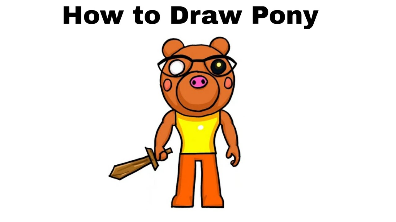 COMO DESENHAR O PONY DO PIGGY ROBLOX, como dibujar a pony de piggy roblox