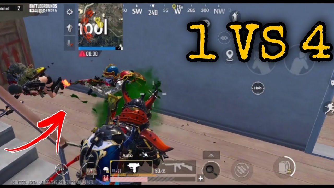 power of UZI | 1 vs 4 clutch | Impossible squad wipe | pubg mobile ...