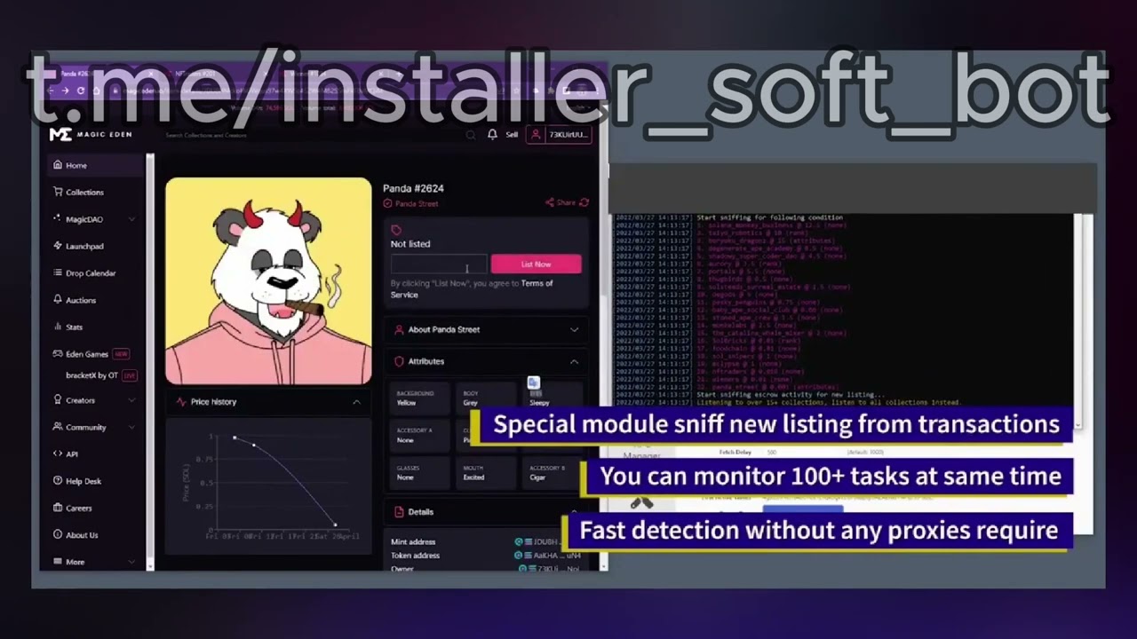 🚀 Magic Eden NFT  Ultimate Solana NFT Sniper Bot  Insane Profits FREE