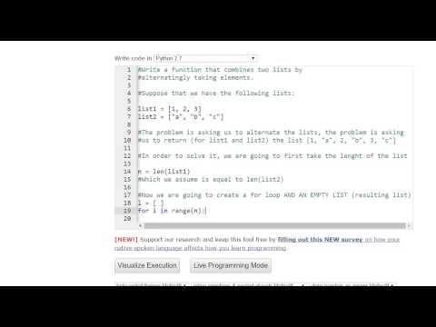 Write a function that combines two lists by alternatingly taking elements.  Lists in Python.