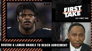 Stephen A. reacts to the Ravens \& Lamar Jackson NOT reaching an extension agreement | First Take