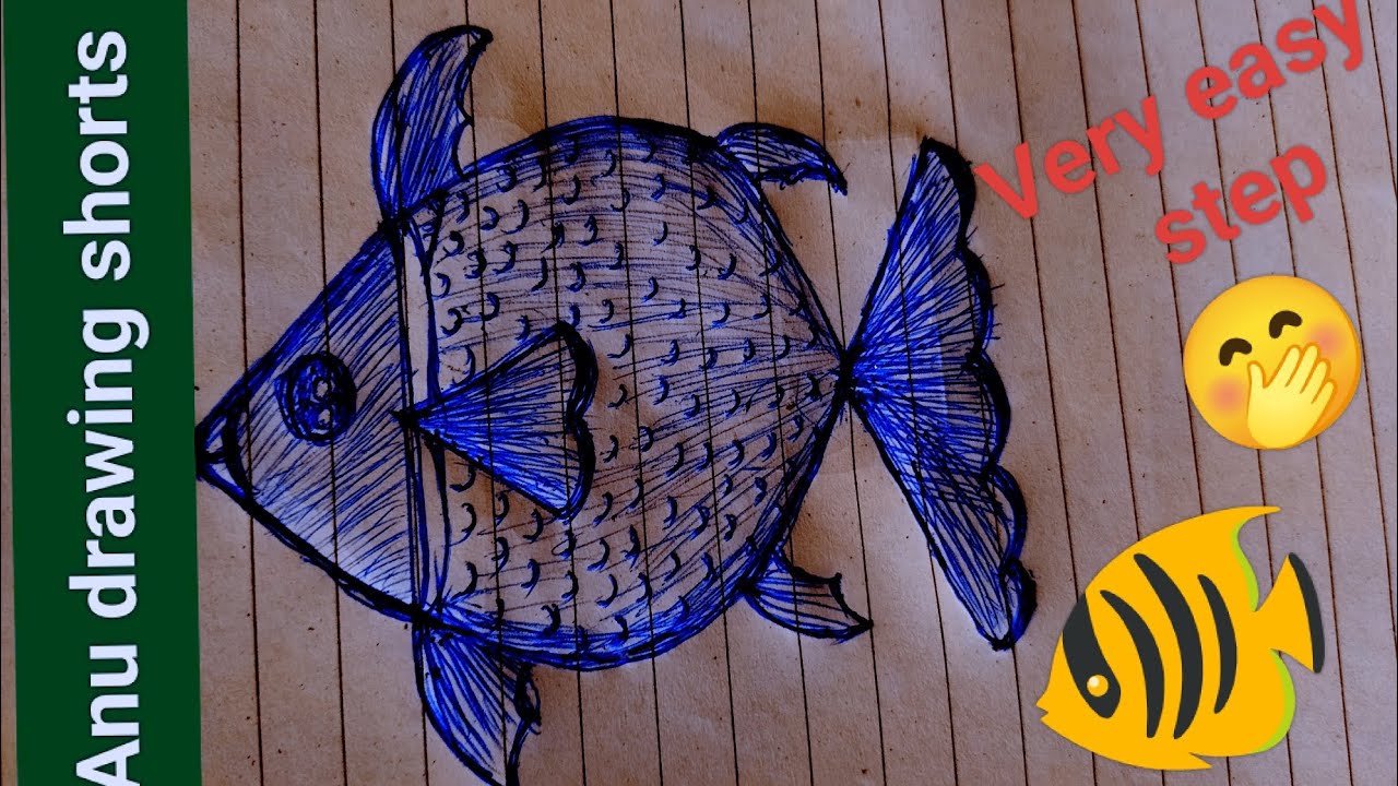 Draw A Fish Using Text How to draw a fish using letter KVV for beginners | how to draw fish ...
