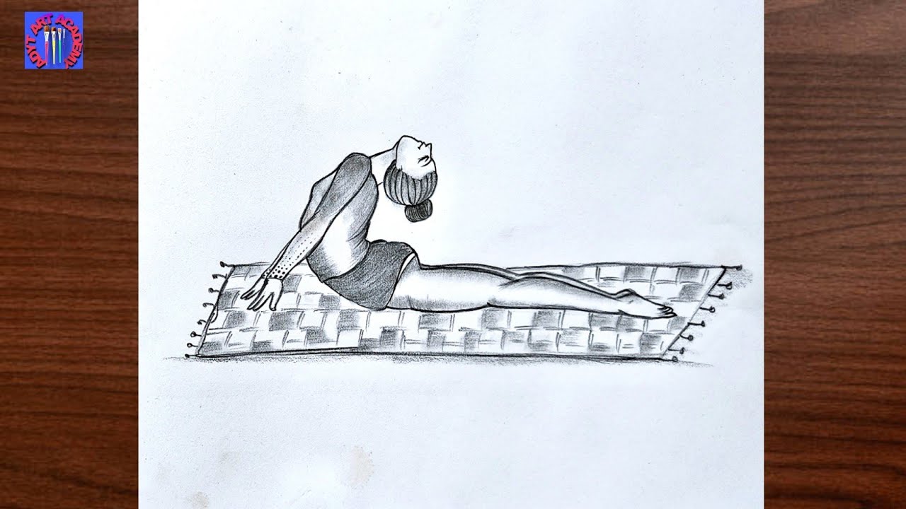 How to draw a girl doing a backbend || draw a girl doing yoga || pencil ...