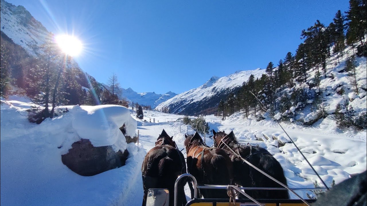 Horse drawn carriage ride on snow! Giro in carrozza trainata da cavalli sulla neve! Switzerland!❤️🇨🇭