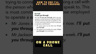 How To Usei Will Put You Through In English Iphrase