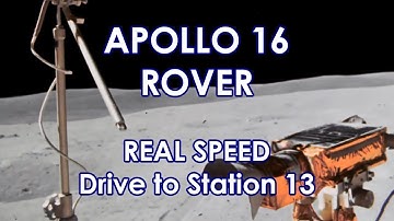 APOLLO 16 Rover Drive to Station 13 - Speed Corrected, Sound, Stabilized [HD Source] (1972/04/23)