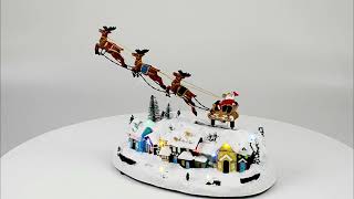 Casa di Babbo Natale con ingranaggi funzionanti a batterie cm 17,5x13,5x29  h Video