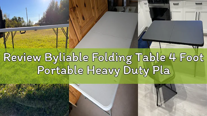 Review Byliable Folding Table 4 Foot Portable Heavy Duty Plastic Fold-in-Half Utility Table Small In