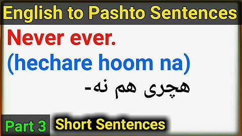 English to Pashto short sentences part 3 | learn pashto language for beginners | English to Pashto