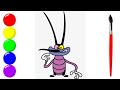 How to draw joey  joey oggy and cockroach for kids  abcd rhymes song for kids and toddler