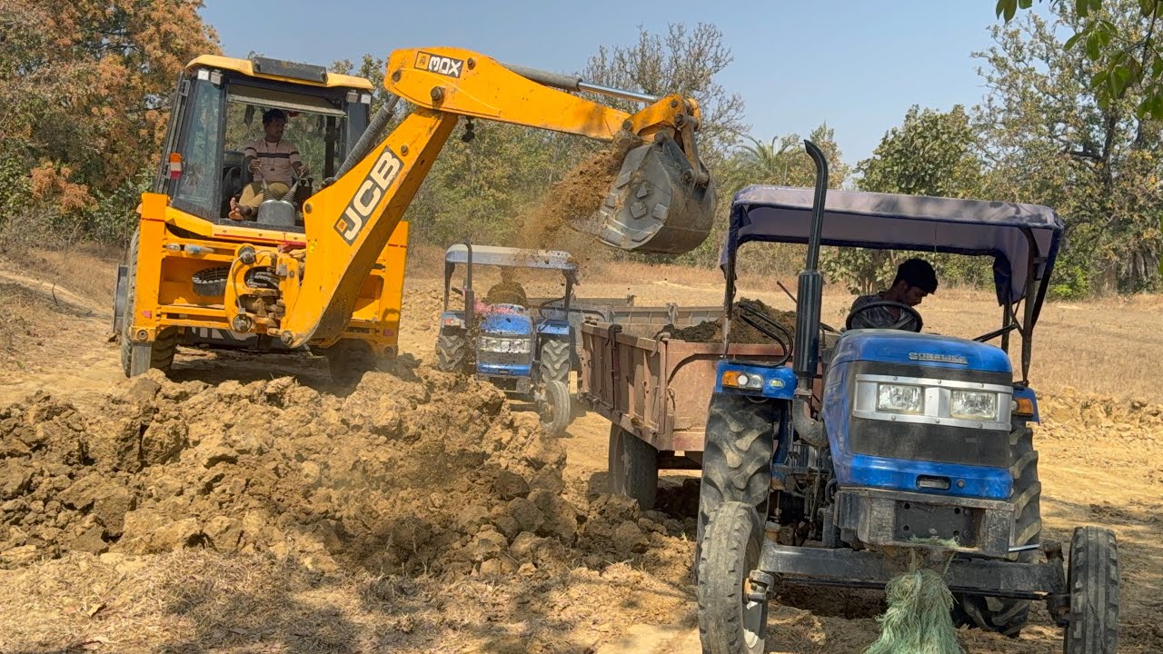 JCB Backhoes 3Dx Loading Speed Mud ll Sonalika Mahindra JCB Working mud ll JCB Tractors Kid's Video 