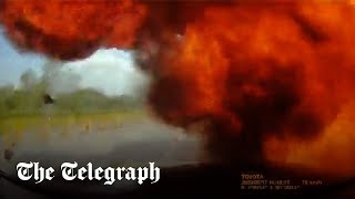 video: Moment private jet crashes on highway in blaze of flame