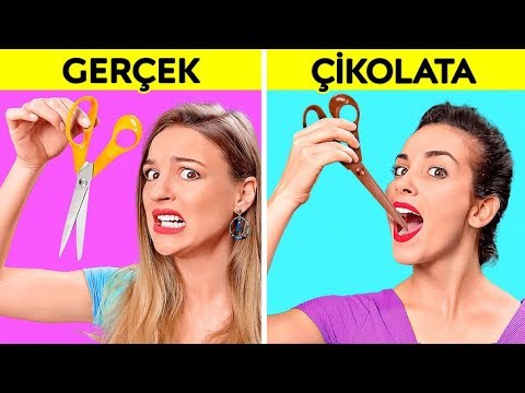 GERÇEK YEMEK ÇİKOLATADAN YEMEK KAPIŞMASI||Yemeyi Son Bırakan Kazanır! 123 GO! CHALLENGE Tadım Testi