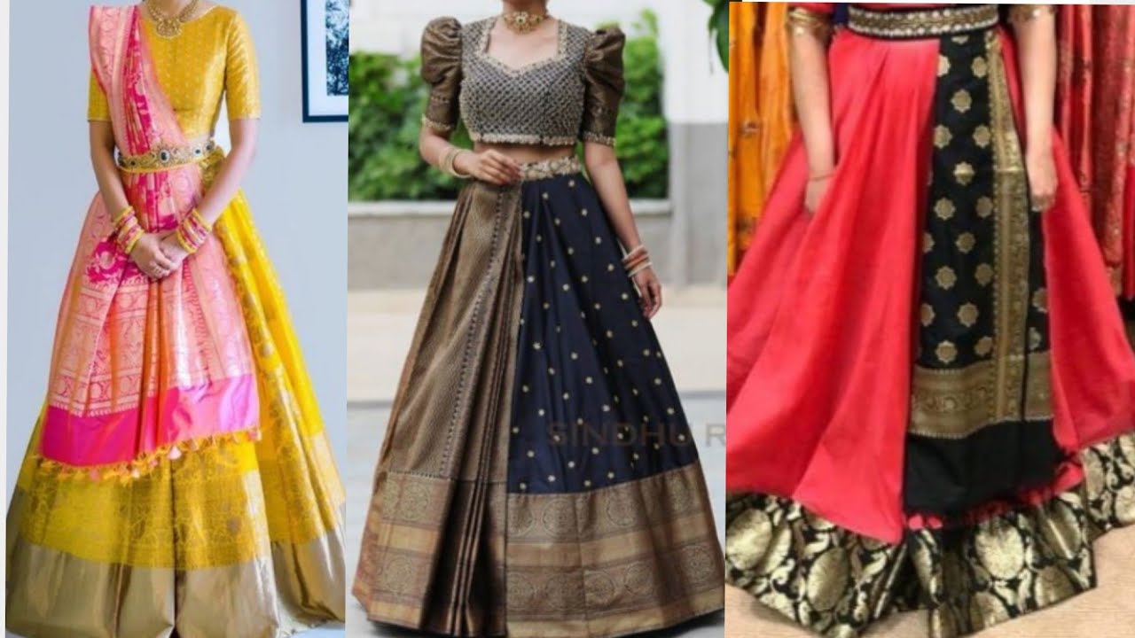 Purani saree lehenga design collection video - YouTube