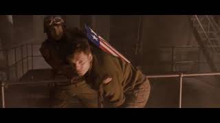 Captain America nearly miss death to save Bucky Barnes at Hydra Base.The First Avenger (2011)