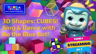 It's Called a Cube! 3D Shapes Song with Bo the Blue Bot!